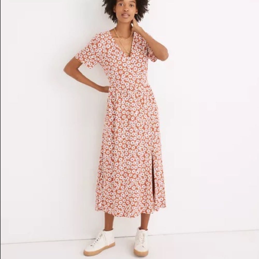 Madewell Clara Midi Dress in Falling Daisies XL